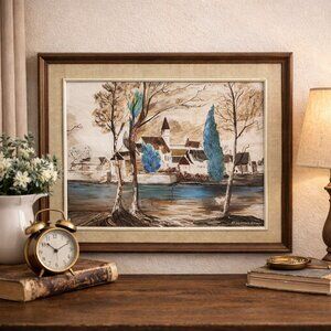 VTG Framed Landscape Painting Signed A.F. Dennison-Broad 16"x20" Canvas Artwork